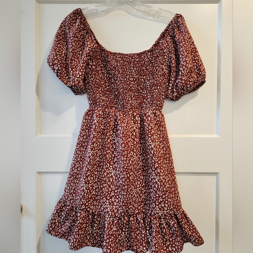 Altar'd State Rust and White Patterned Dress